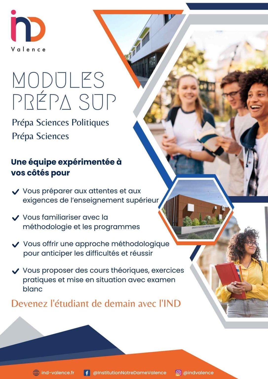 Flyer Modules Prépa Sup Institution Notre Dame Valence